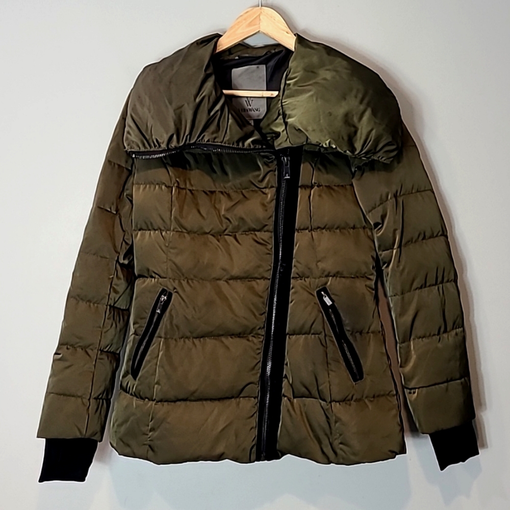 Vera Wang Green Down Puffer Coat Size Small Winter Comfy